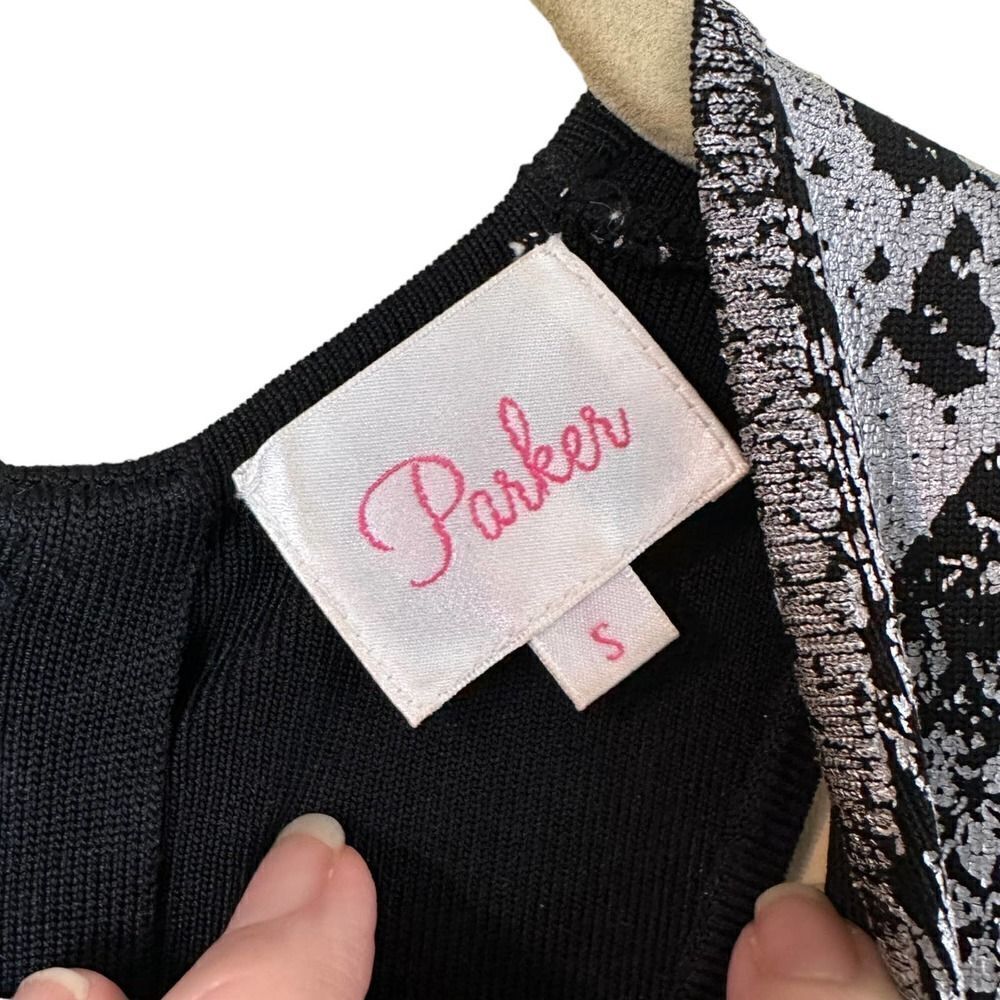 Parker Olida Foiled Python Print Dress Size Small - Picture 10 of 12
